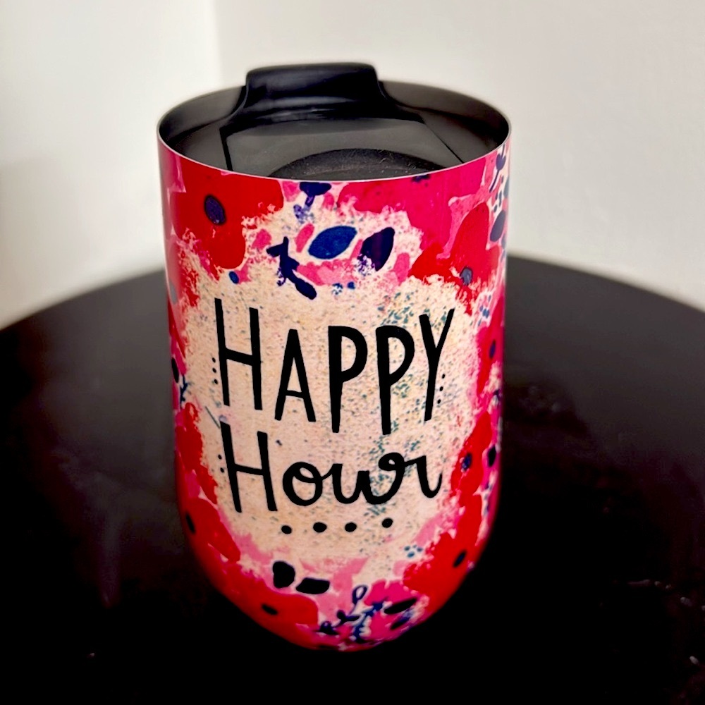 Natural Life Happy Hour Bright Pink Stainless Steel Tumbler 14oz